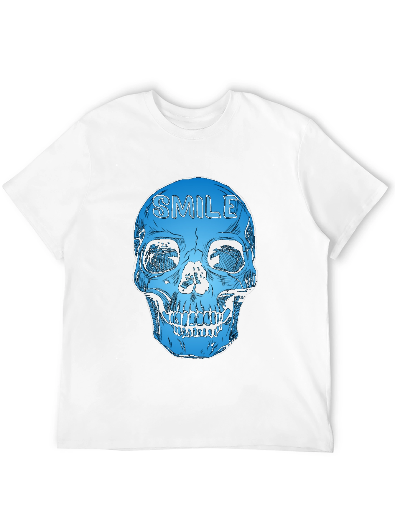 Smile Skull Graphic Tee - Black Cotton Blend