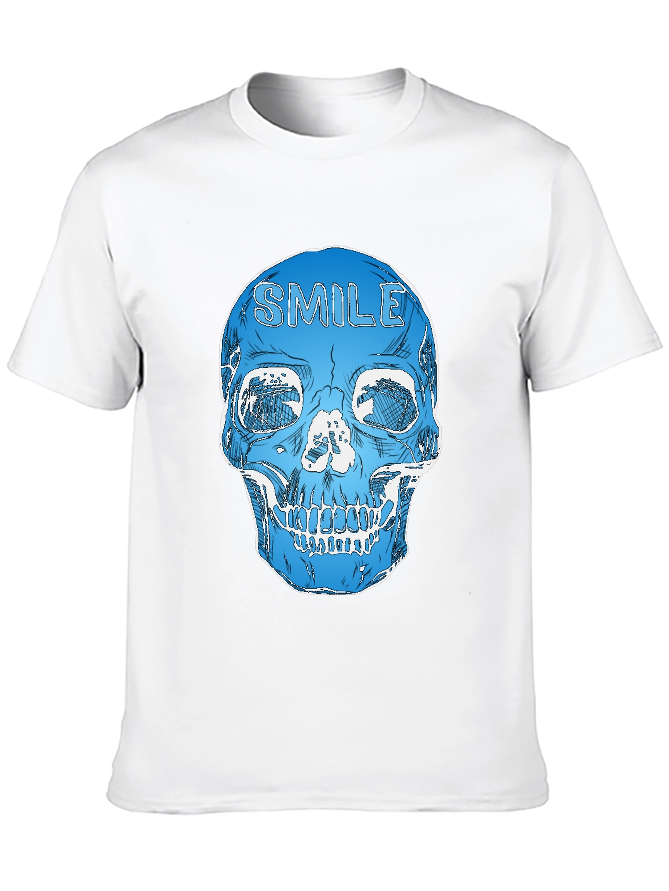 Smile Skull Graphic Tee - Black Cotton Blend