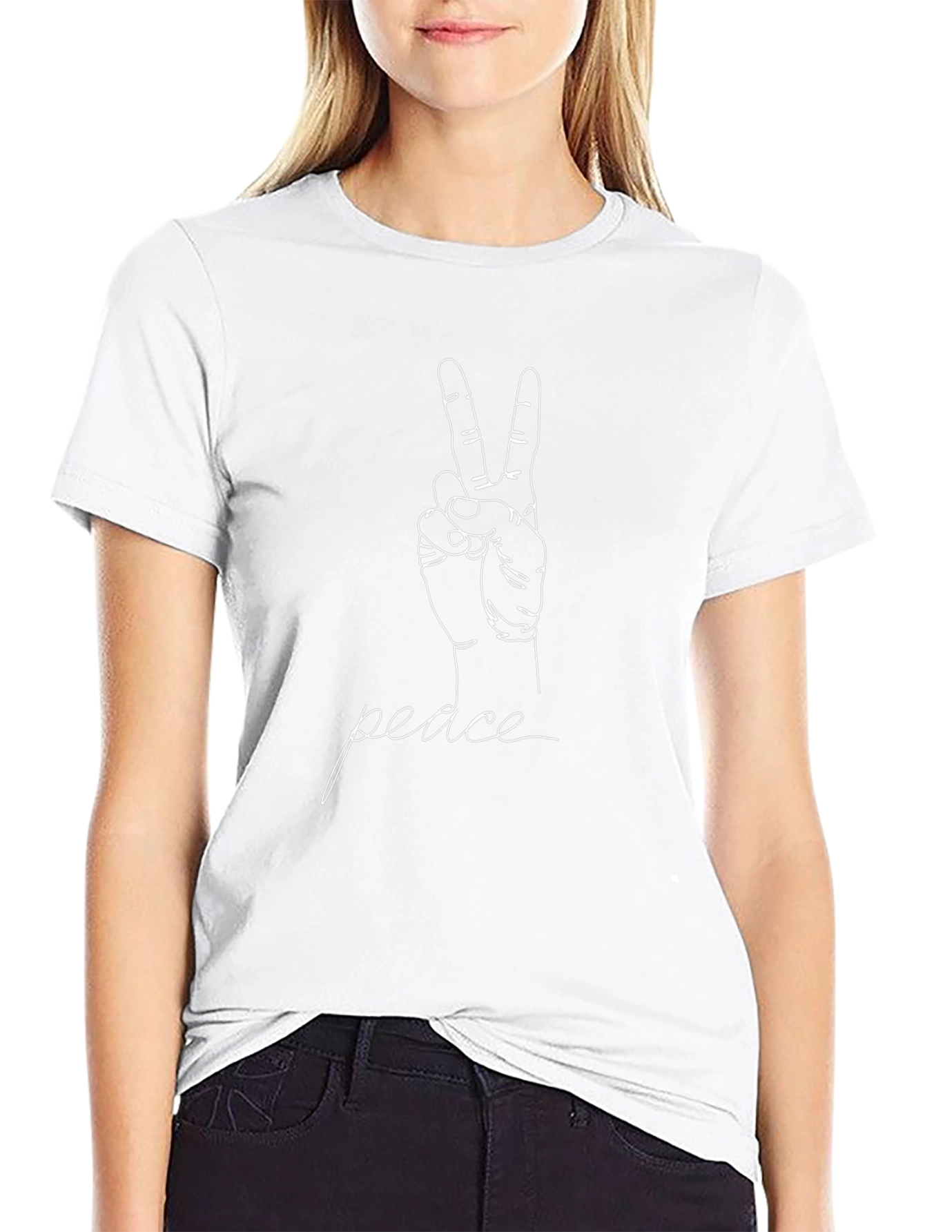 Peace Sign Graphic Tee - Black Cotton Comfort