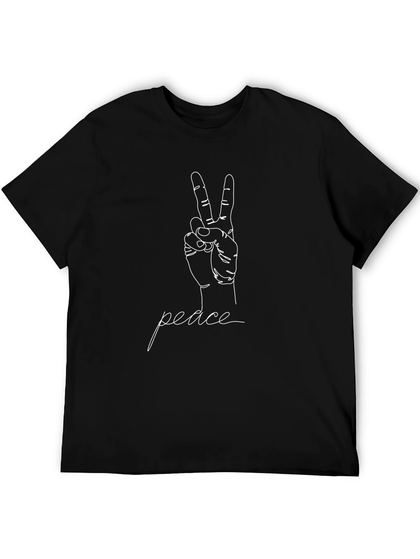 Peace Sign Graphic Tee - Black Cotton Comfort