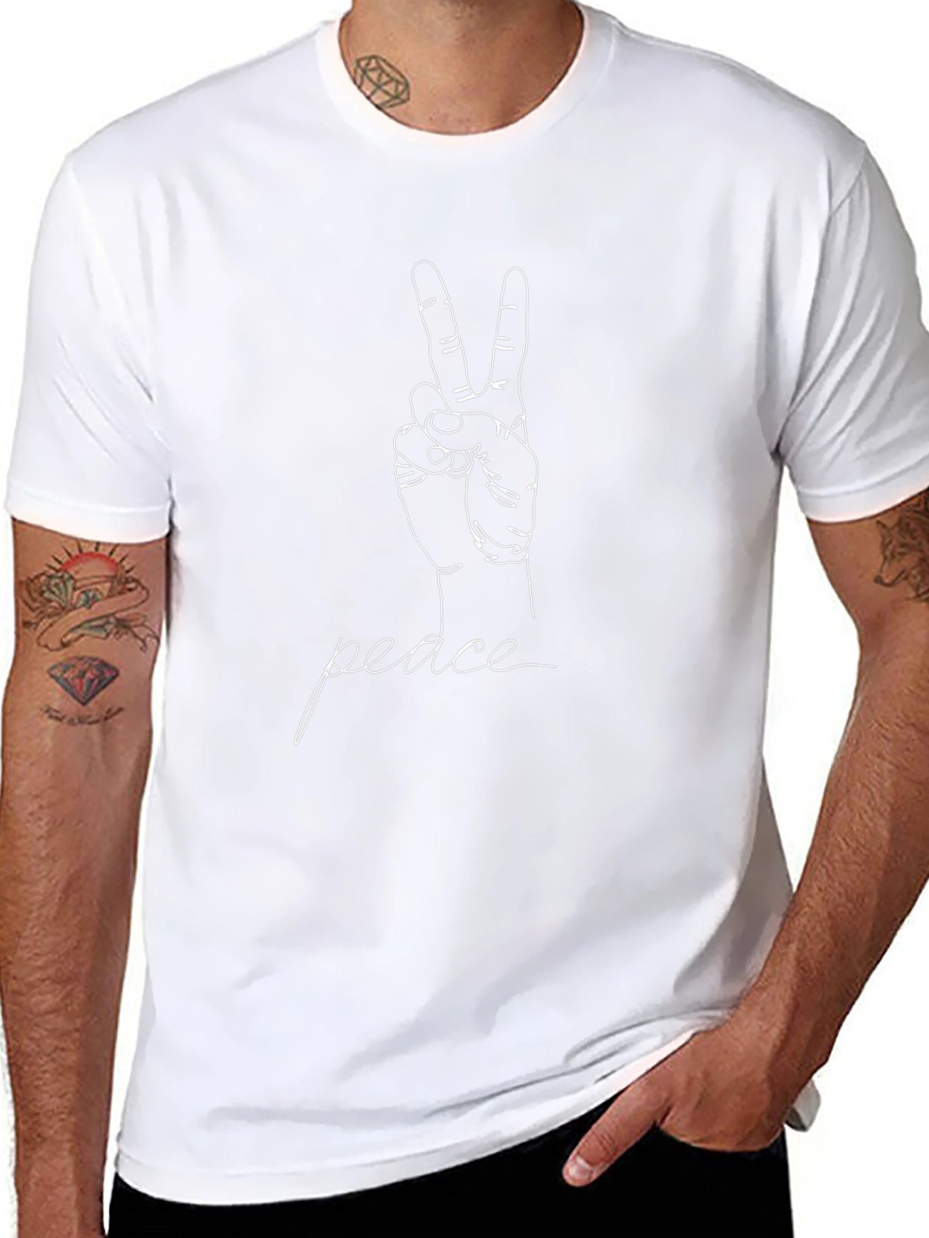 Peace Sign Graphic Tee - Black Cotton Comfort