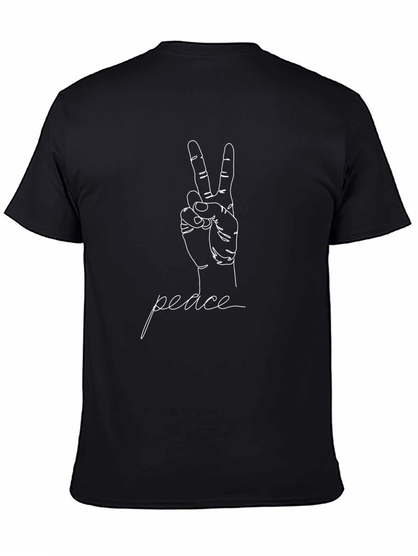 Peace Sign Graphic Tee - Black Cotton Comfort