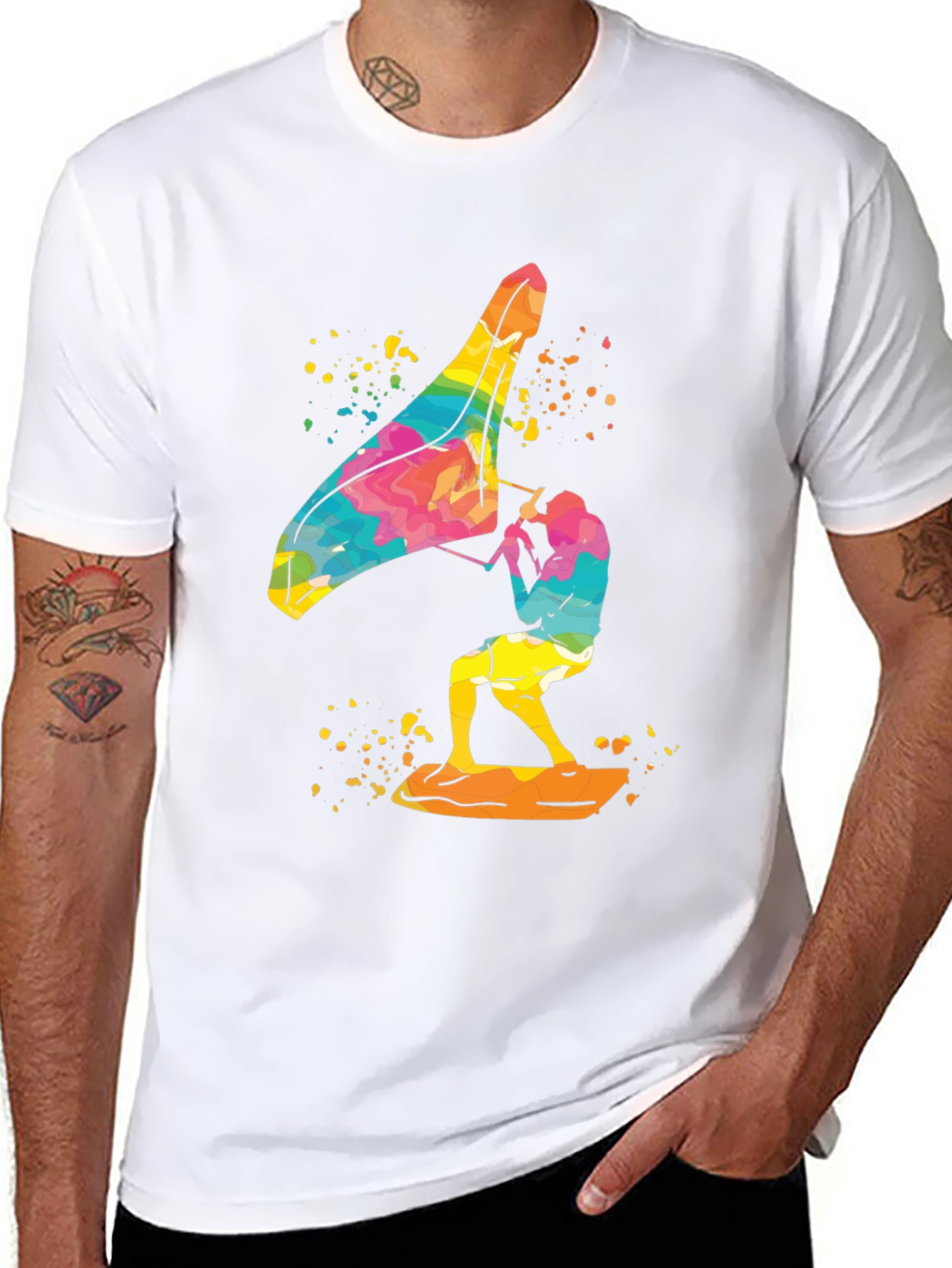 Colorful Windsurfer Graphic T-Shirt