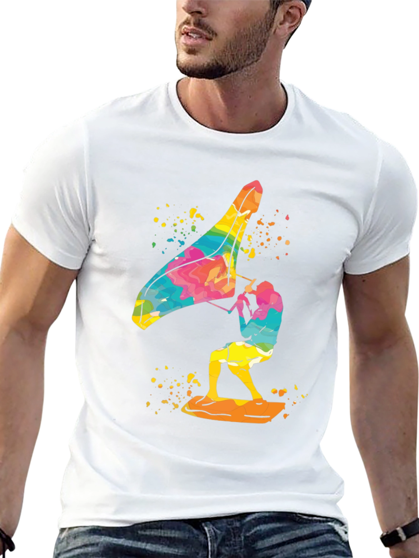 Colorful Windsurfer Graphic T-Shirt