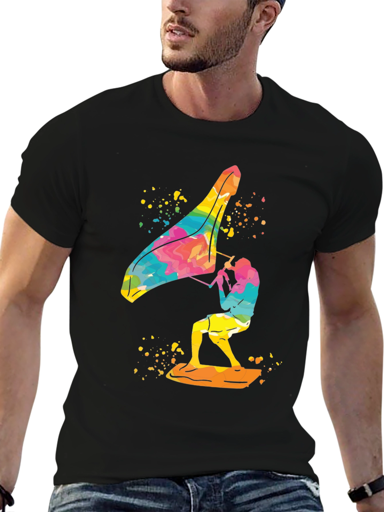 Colorful Windsurfer Graphic T-Shirt