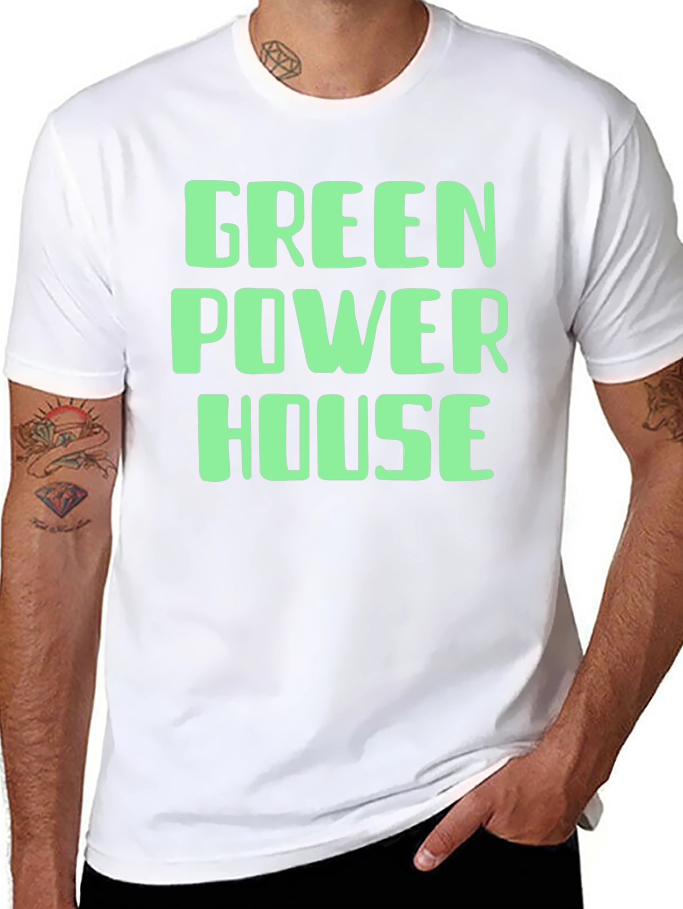 Green Power House Graphic T-Shirt - Eco-Friendly Style