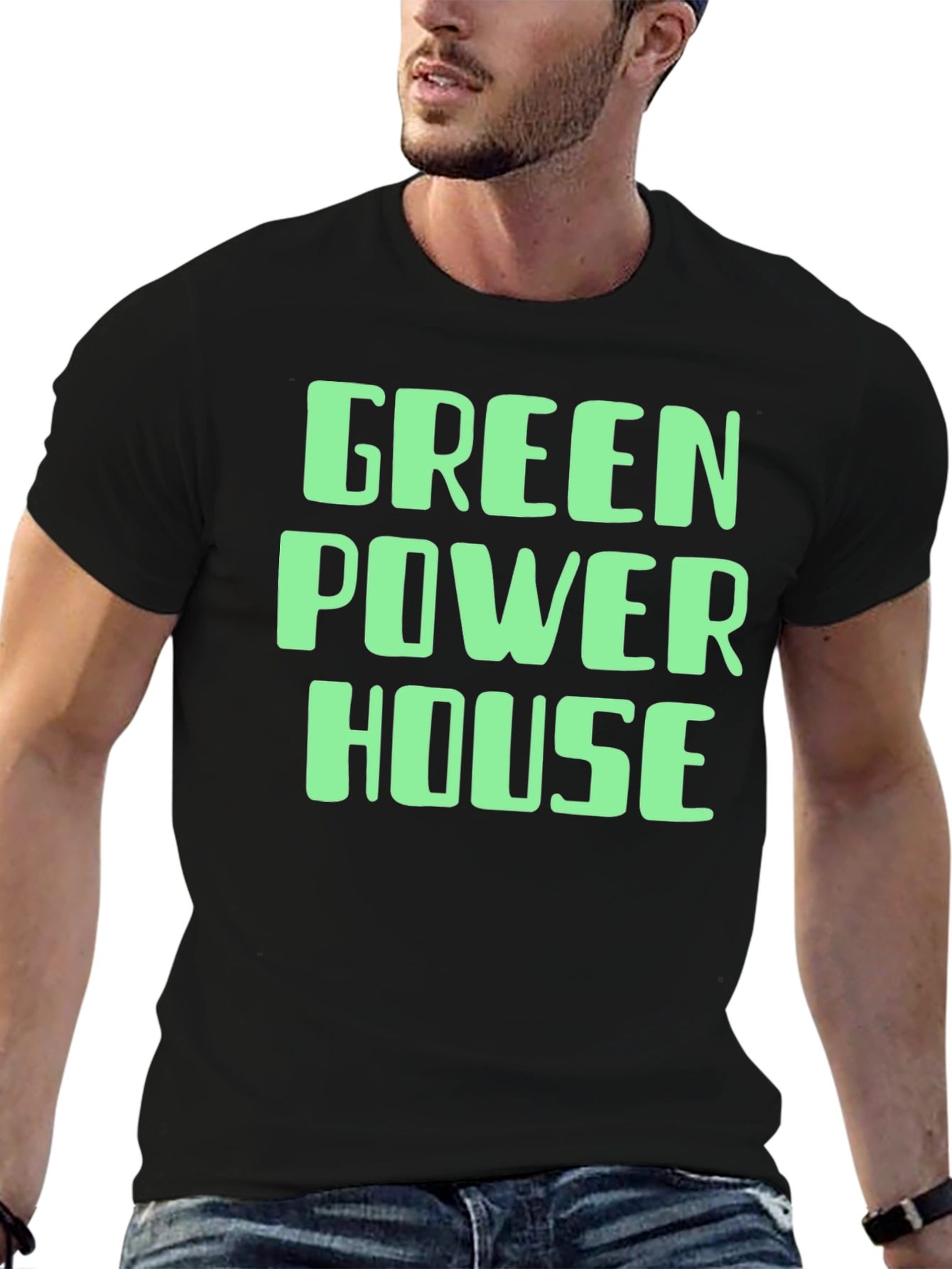 Green Power House Graphic T-Shirt - Eco-Friendly Style