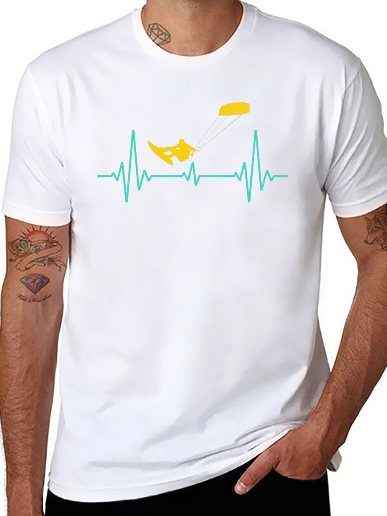 Kitesurfing Heartbeat T-Shirt - Black