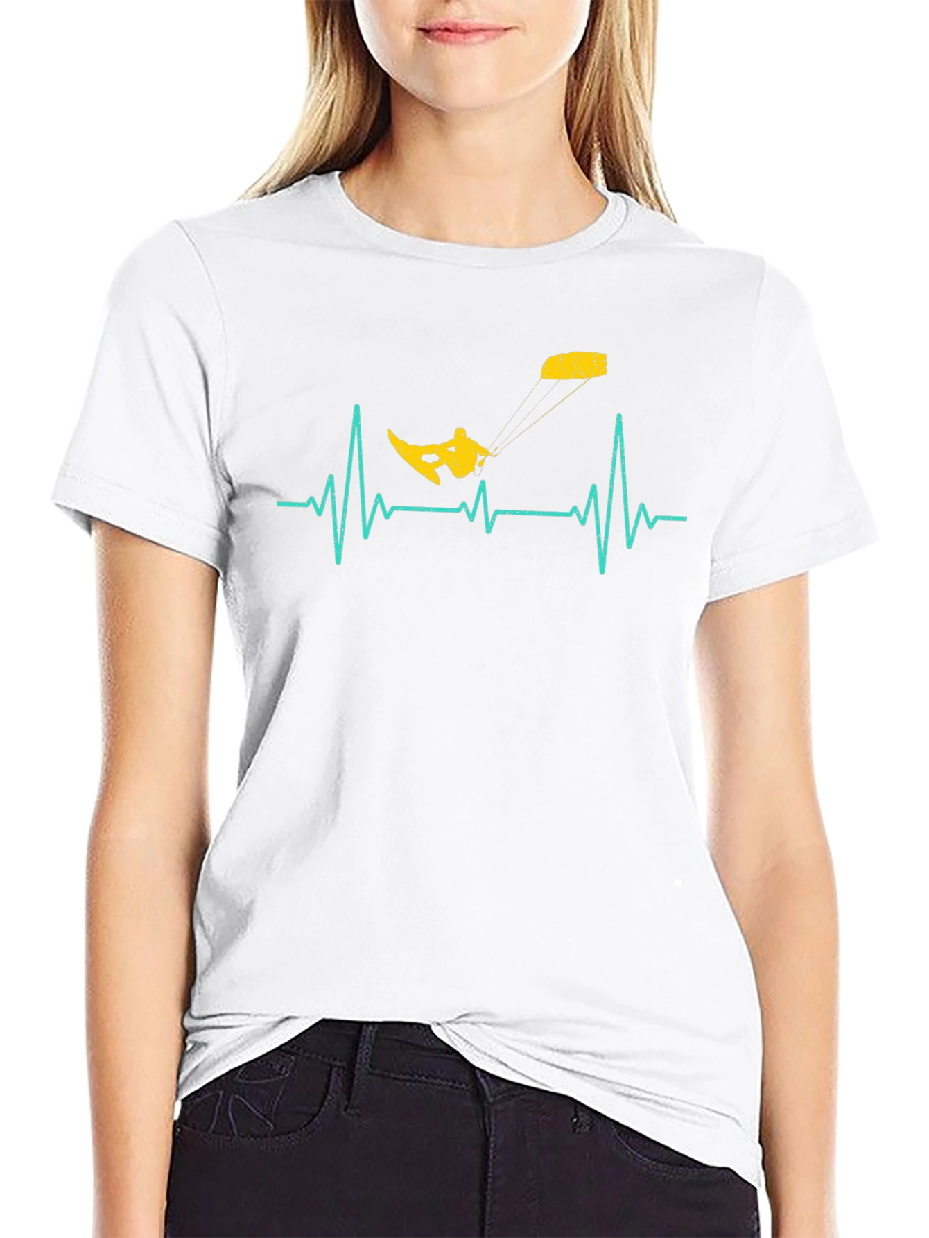 Kitesurfing Heartbeat T-Shirt - Black