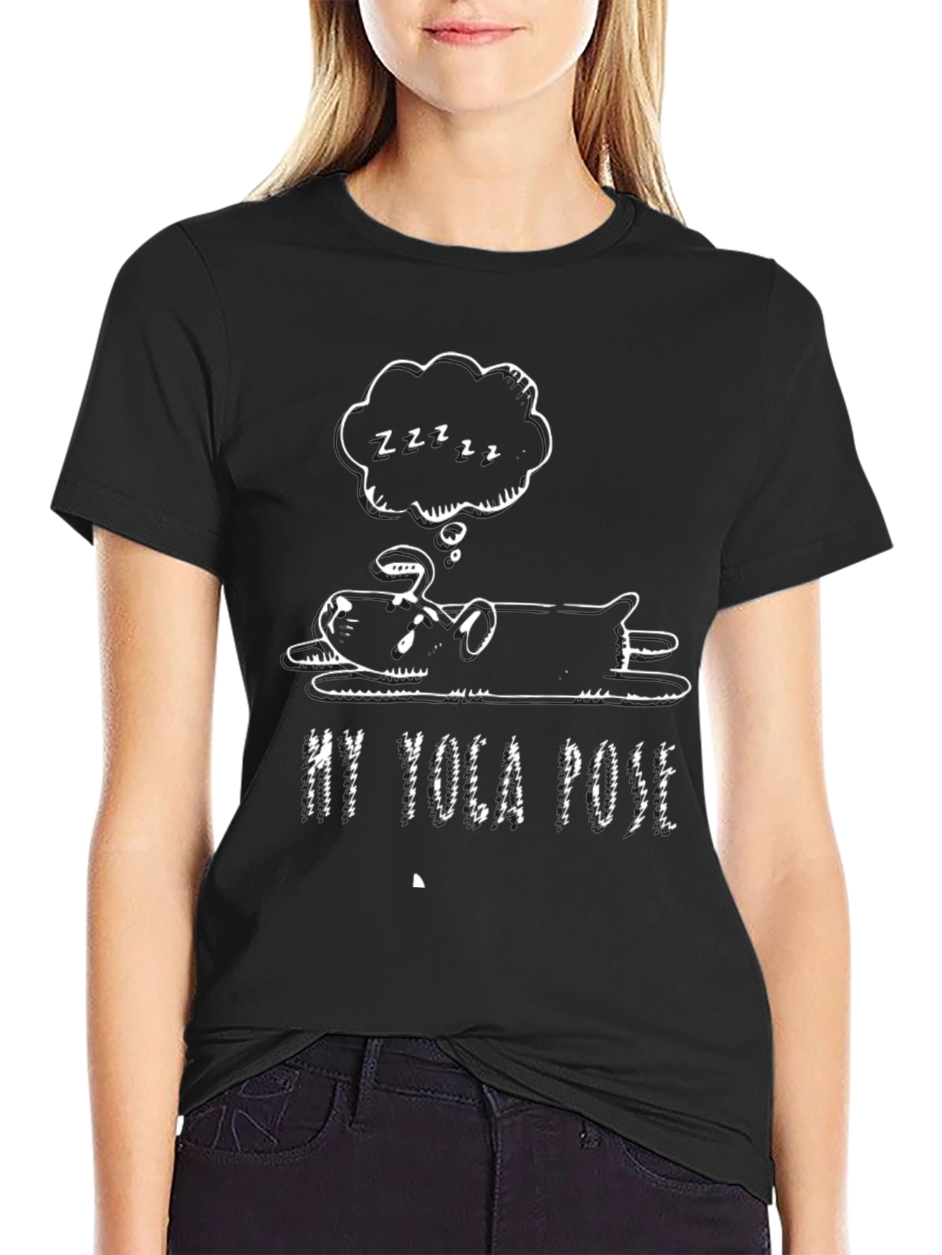 My Yoga Pose Black T-Shirt - Sleeping Dog Design