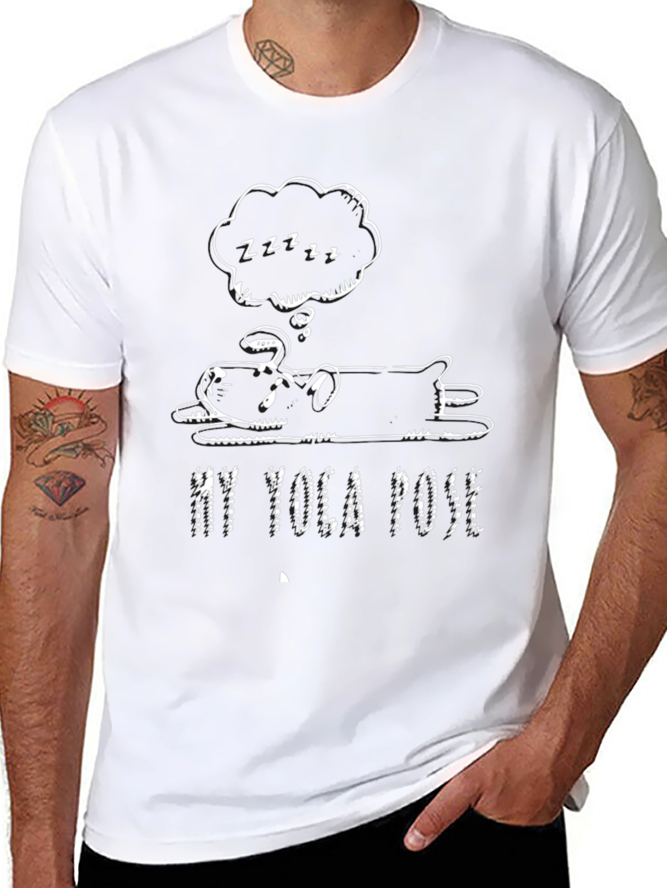 My Yoga Pose Black T-Shirt - Sleeping Dog Design