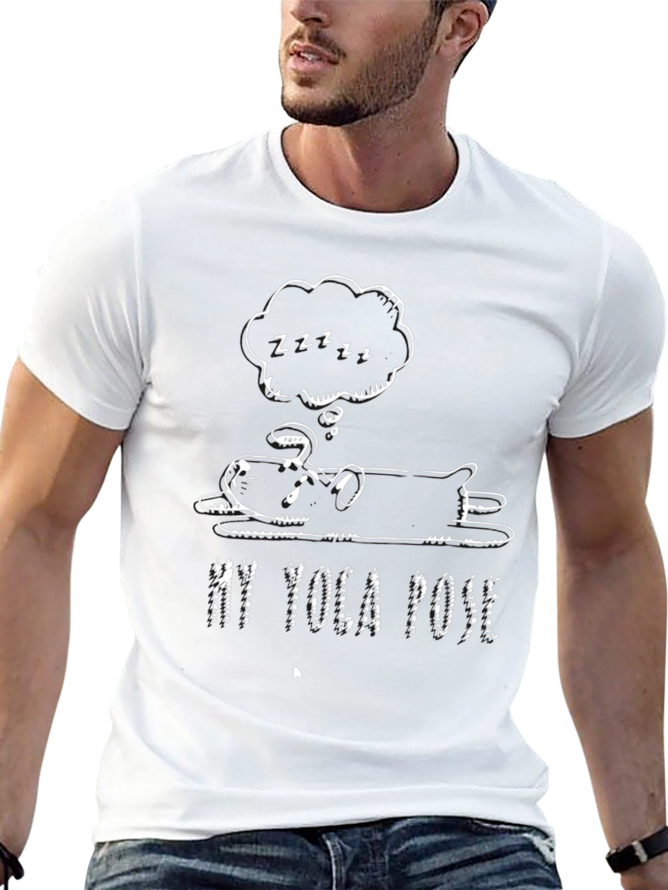 My Yoga Pose Black T-Shirt - Sleeping Dog Design