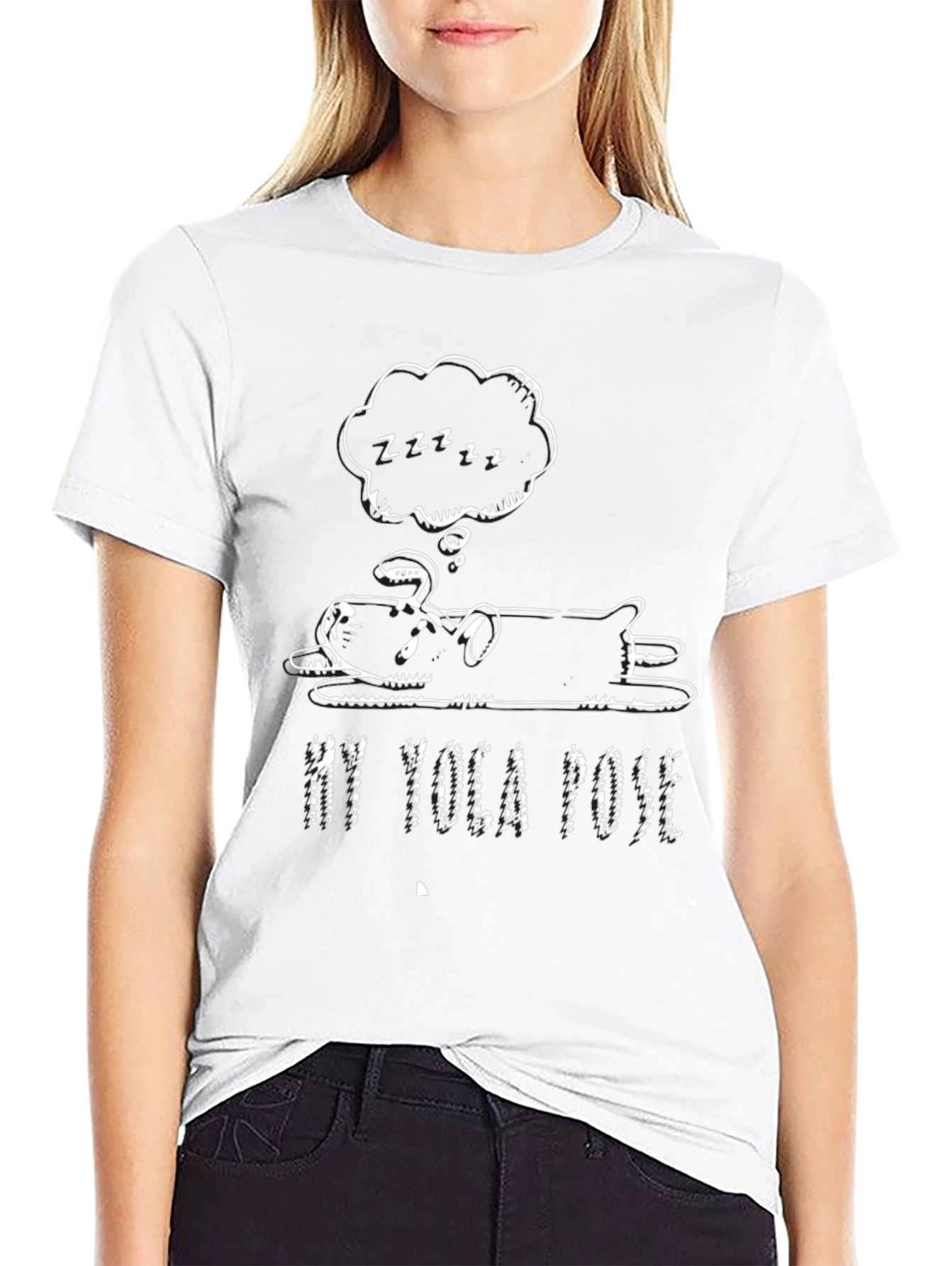 My Yoga Pose Black T-Shirt - Sleeping Dog Design