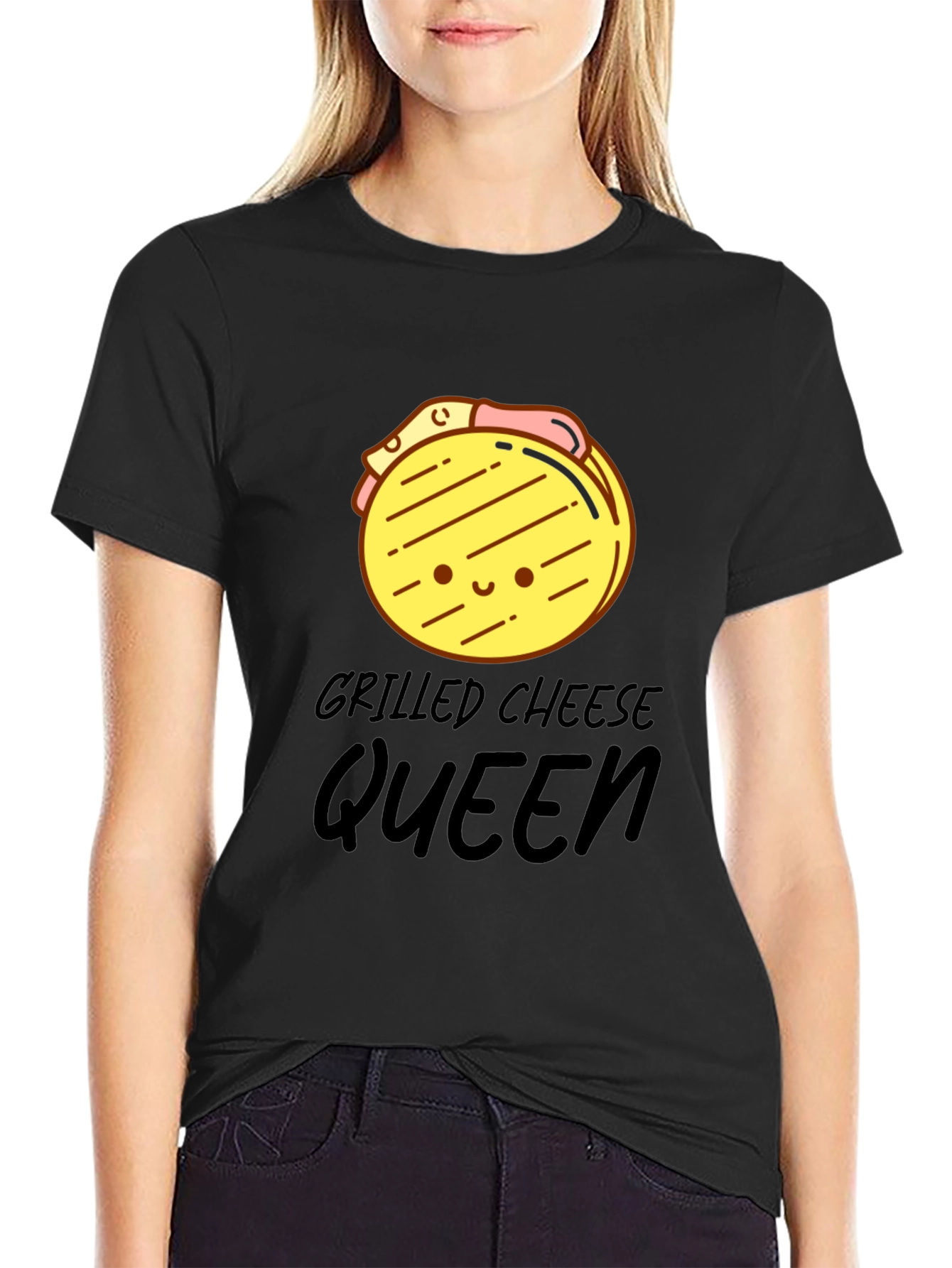 Grilled Cheese Queen Black Graphic Tee