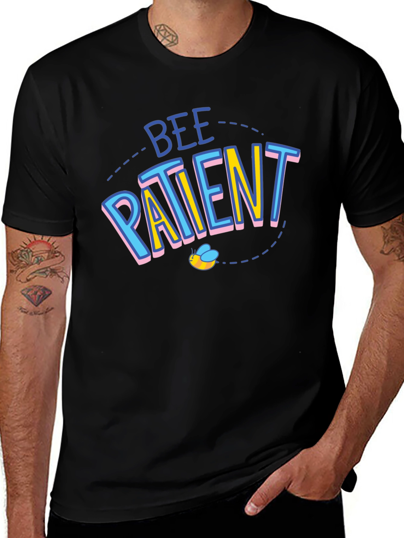 Bee Patient Black Graphic T-Shirt