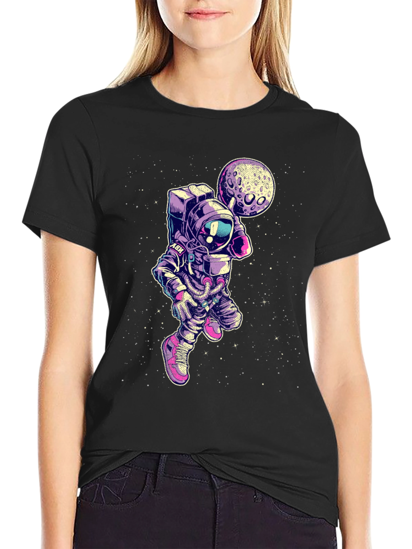 Astronaut Moon T-Shirt - Spaceman Basketball Tee