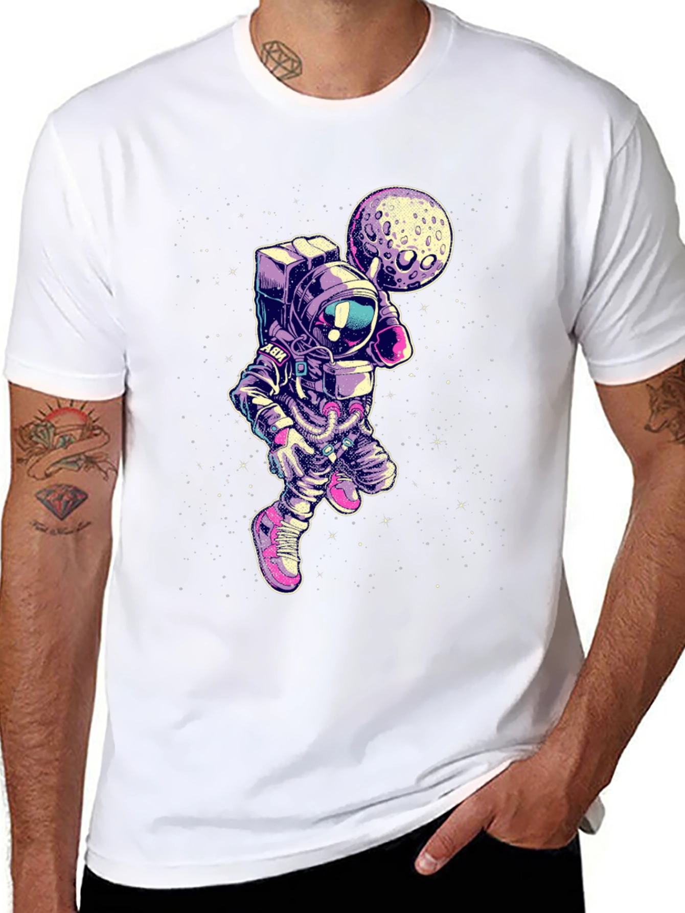 Astronaut Moon T-Shirt - Spaceman Basketball Tee