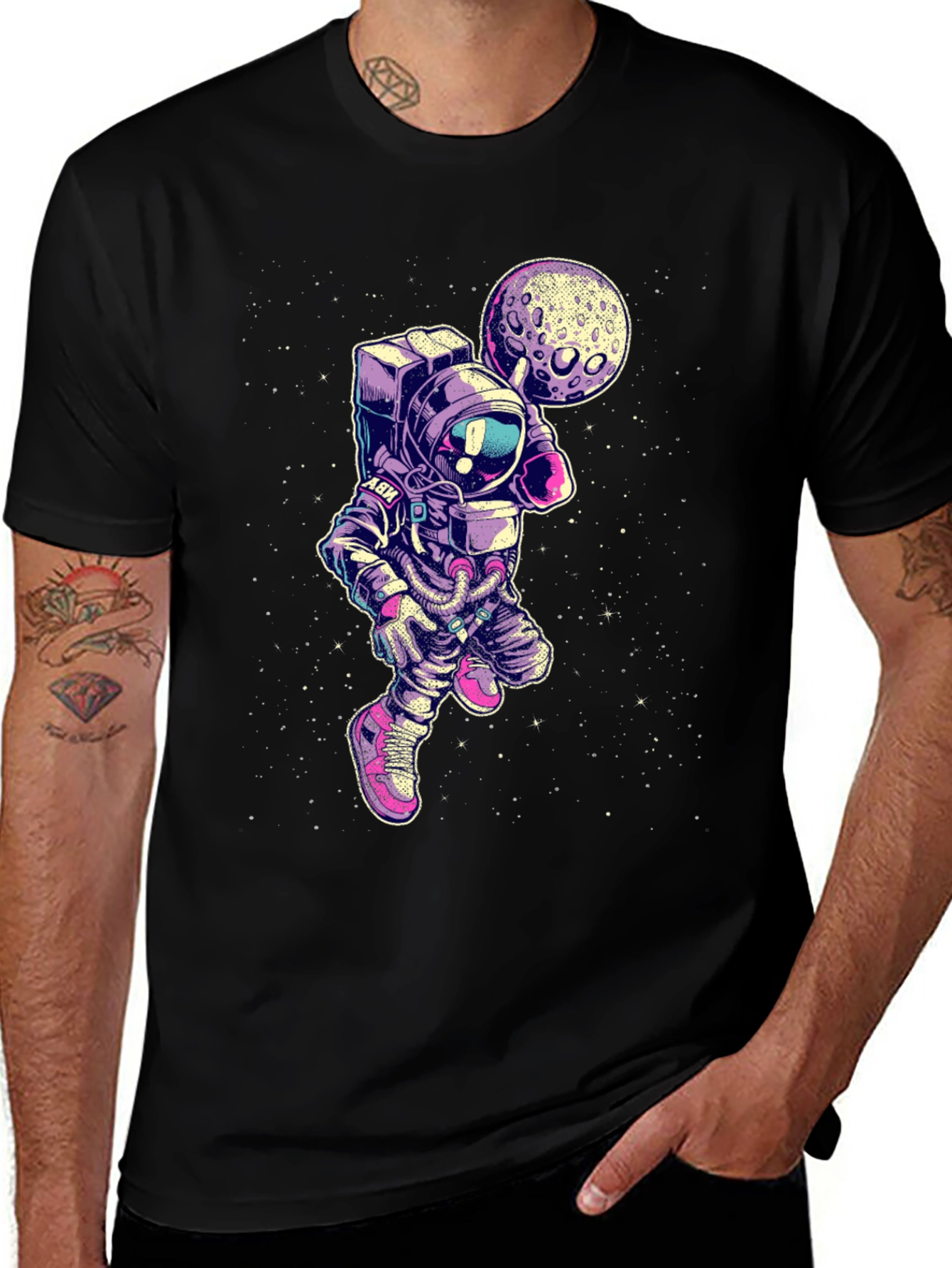 Astronaut Moon T-Shirt - Spaceman Basketball Tee