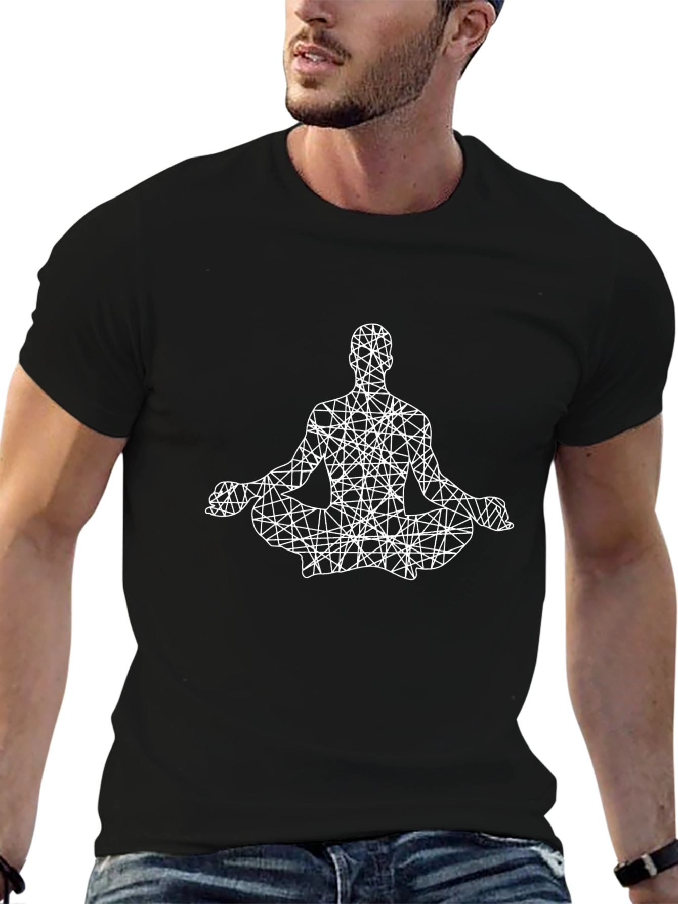 Geometric Meditating Man Graphic Tee