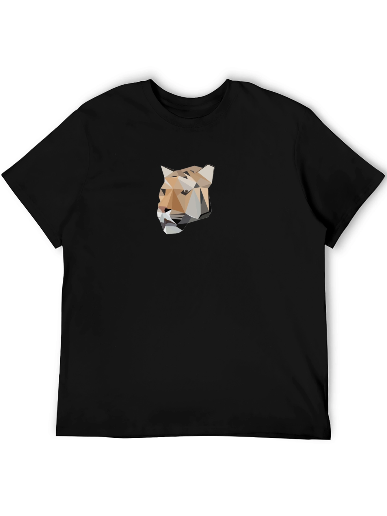 Geometric Cougar Graphic Tee - Stylish Black T-Shirt
