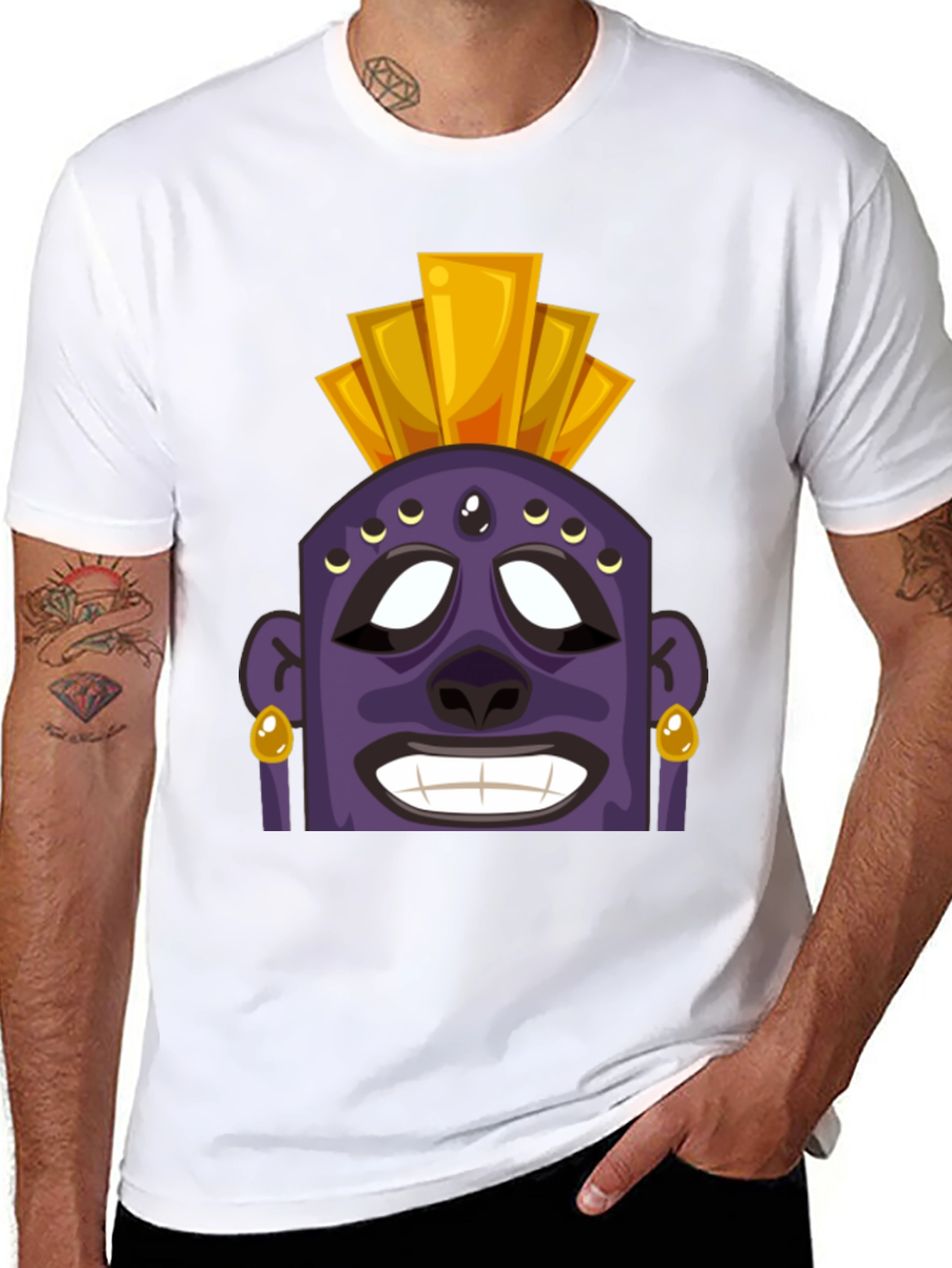 Tiki Head Graphic T-Shirt - Black