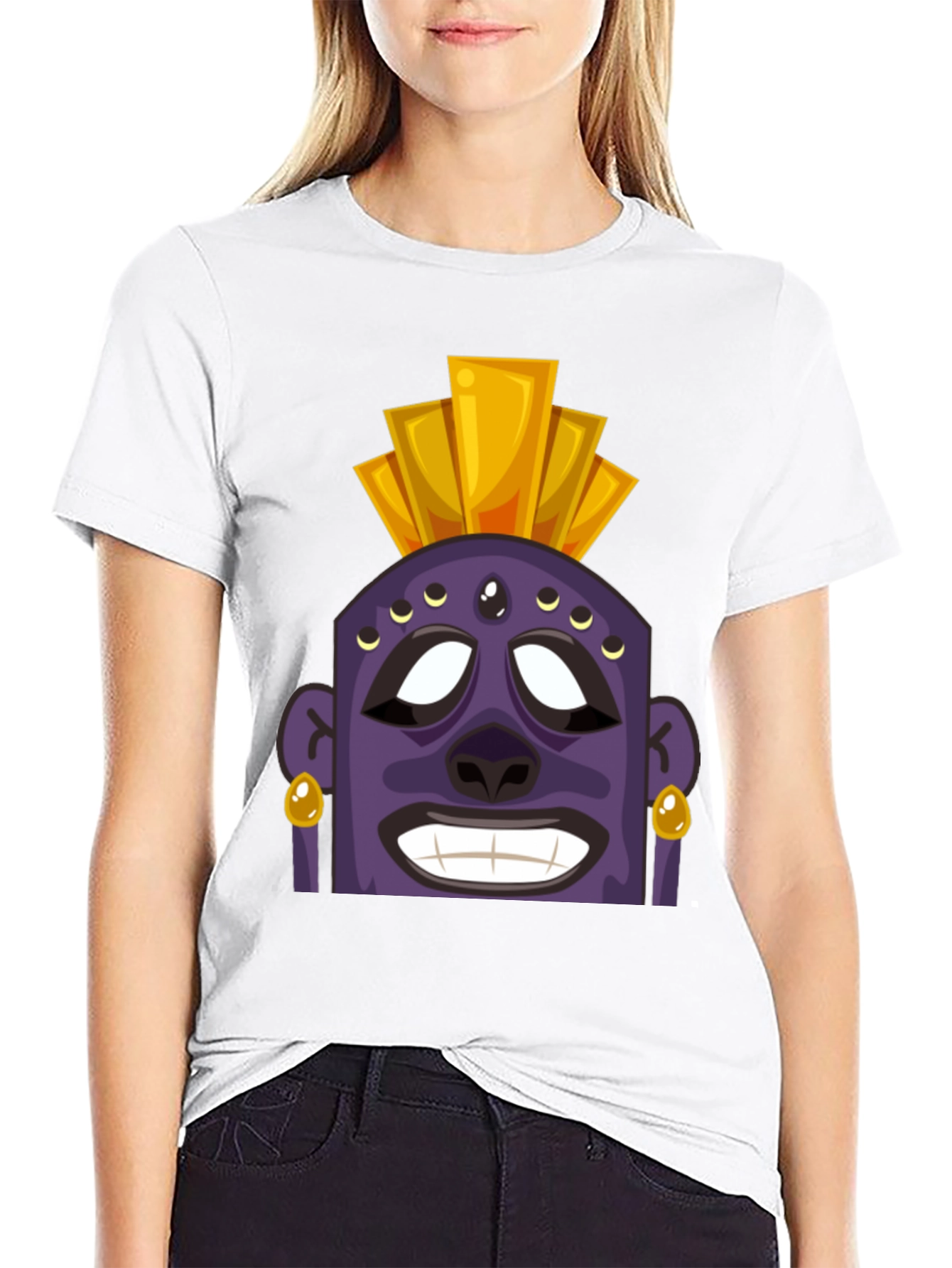 Tiki Head Graphic T-Shirt - Black
