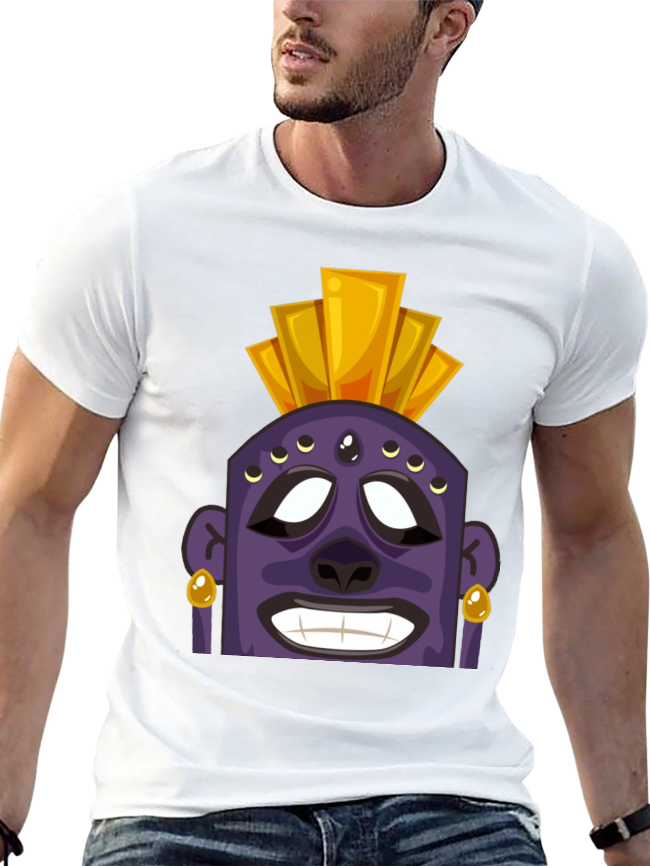 Tiki Head Graphic T-Shirt - Black