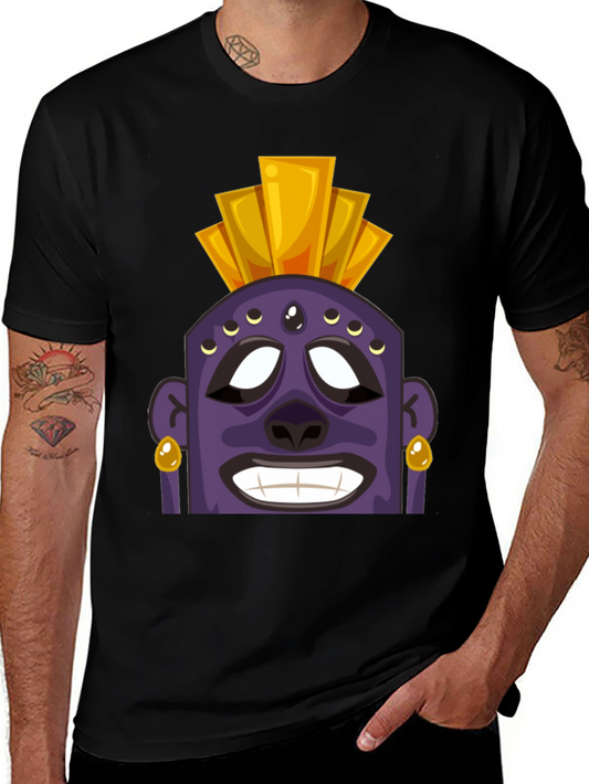 Tiki Head Graphic T-Shirt - Black