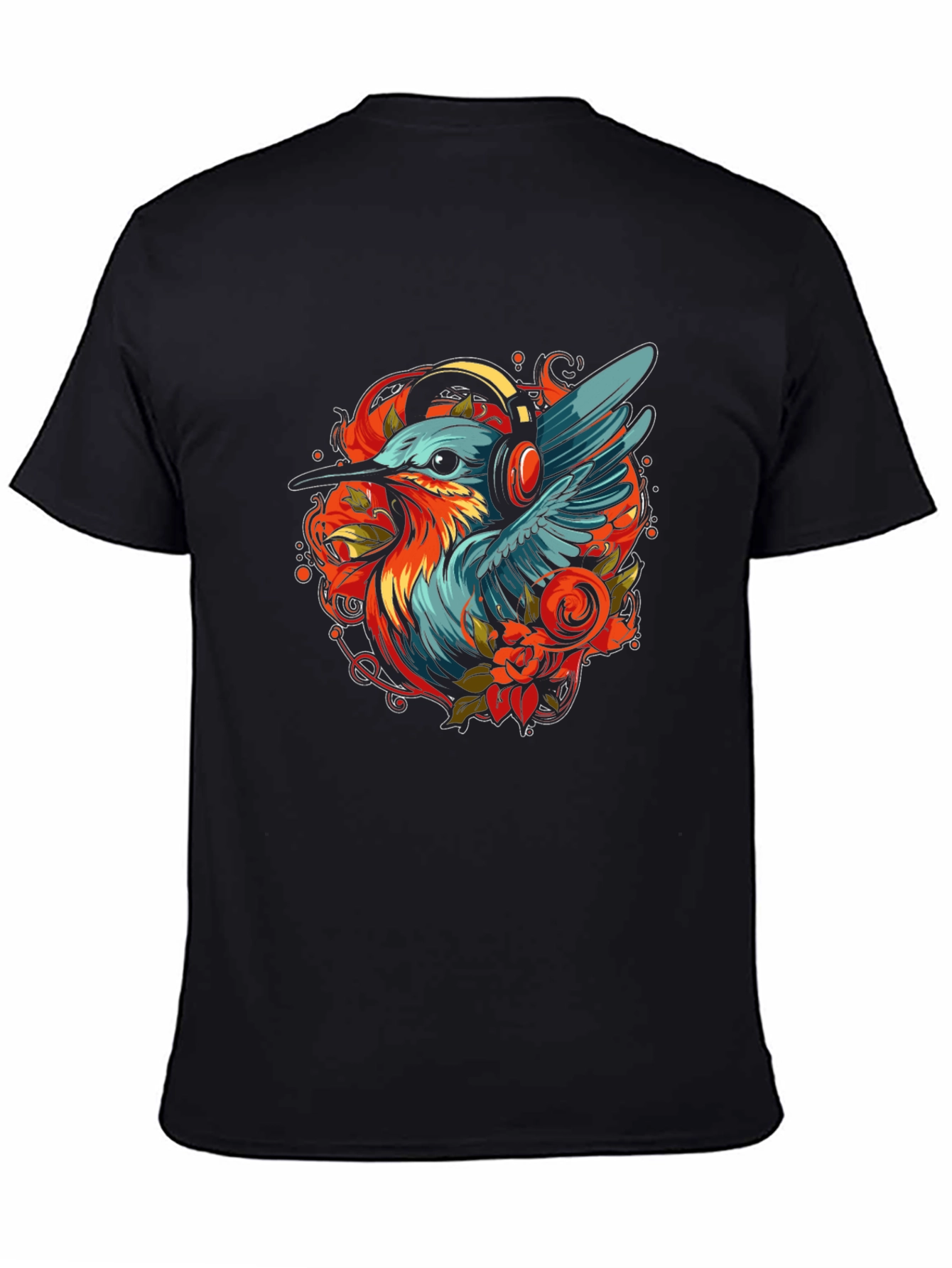 Bird with Headphones Graphic Tee - Stylish Comfort