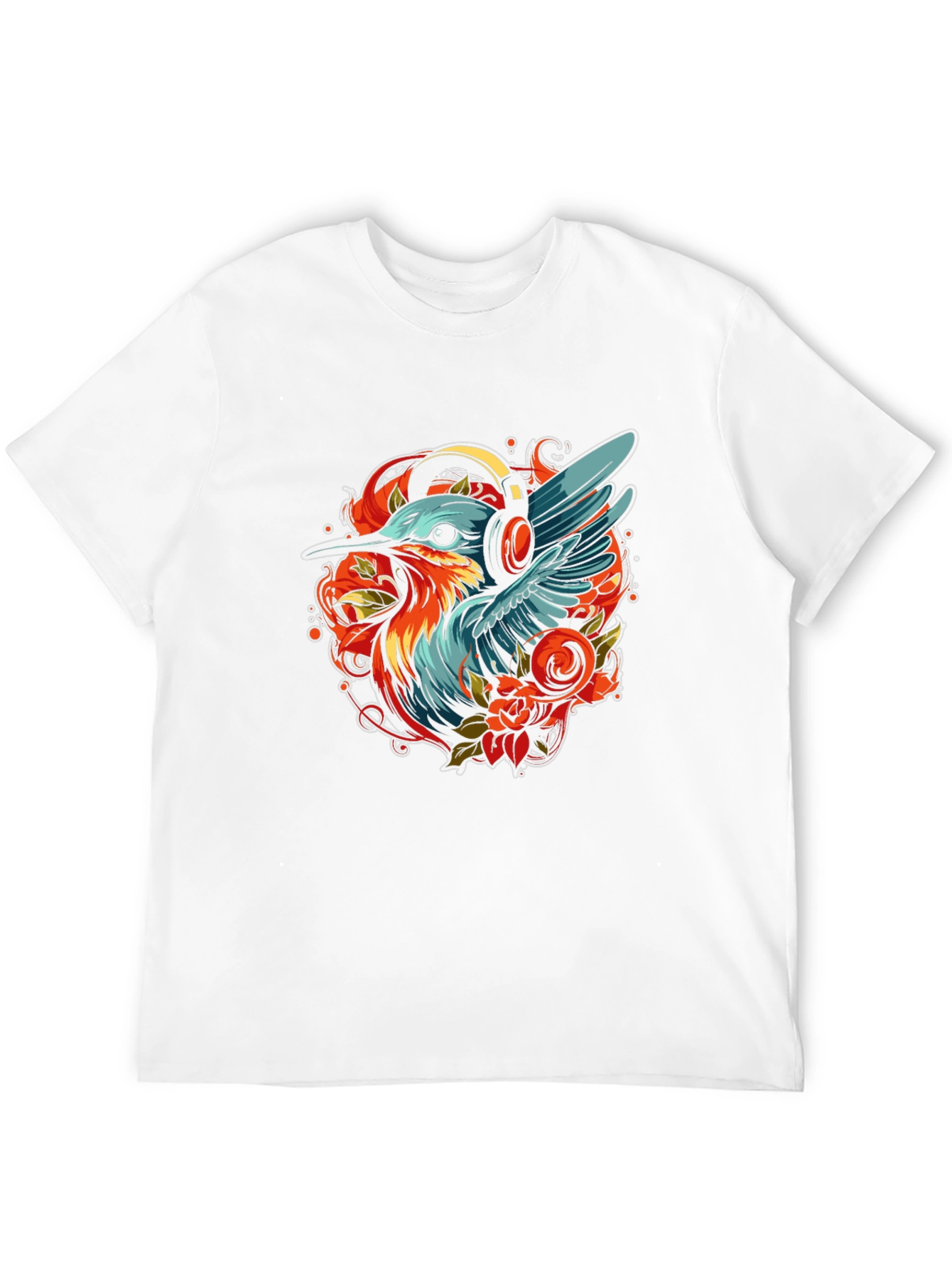 Bird with Headphones Graphic Tee - Stylish Comfort