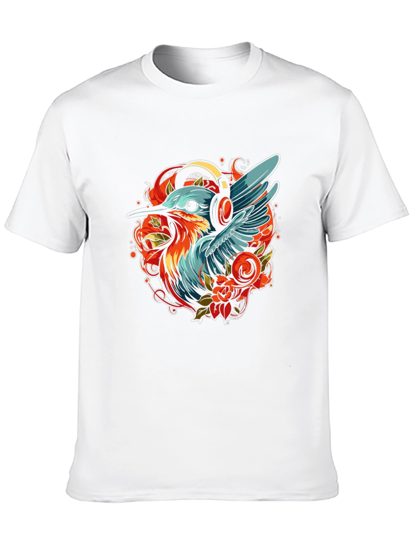 Bird with Headphones Graphic Tee - Stylish Comfort