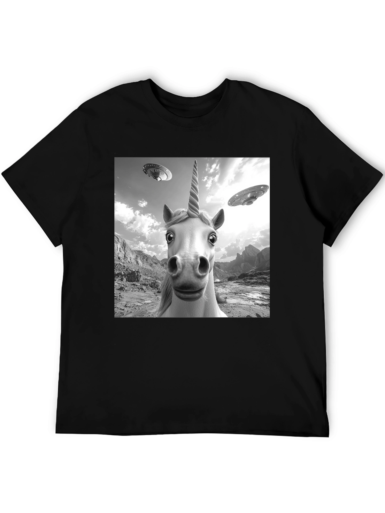 Unicorn UFO Black T-Shirt