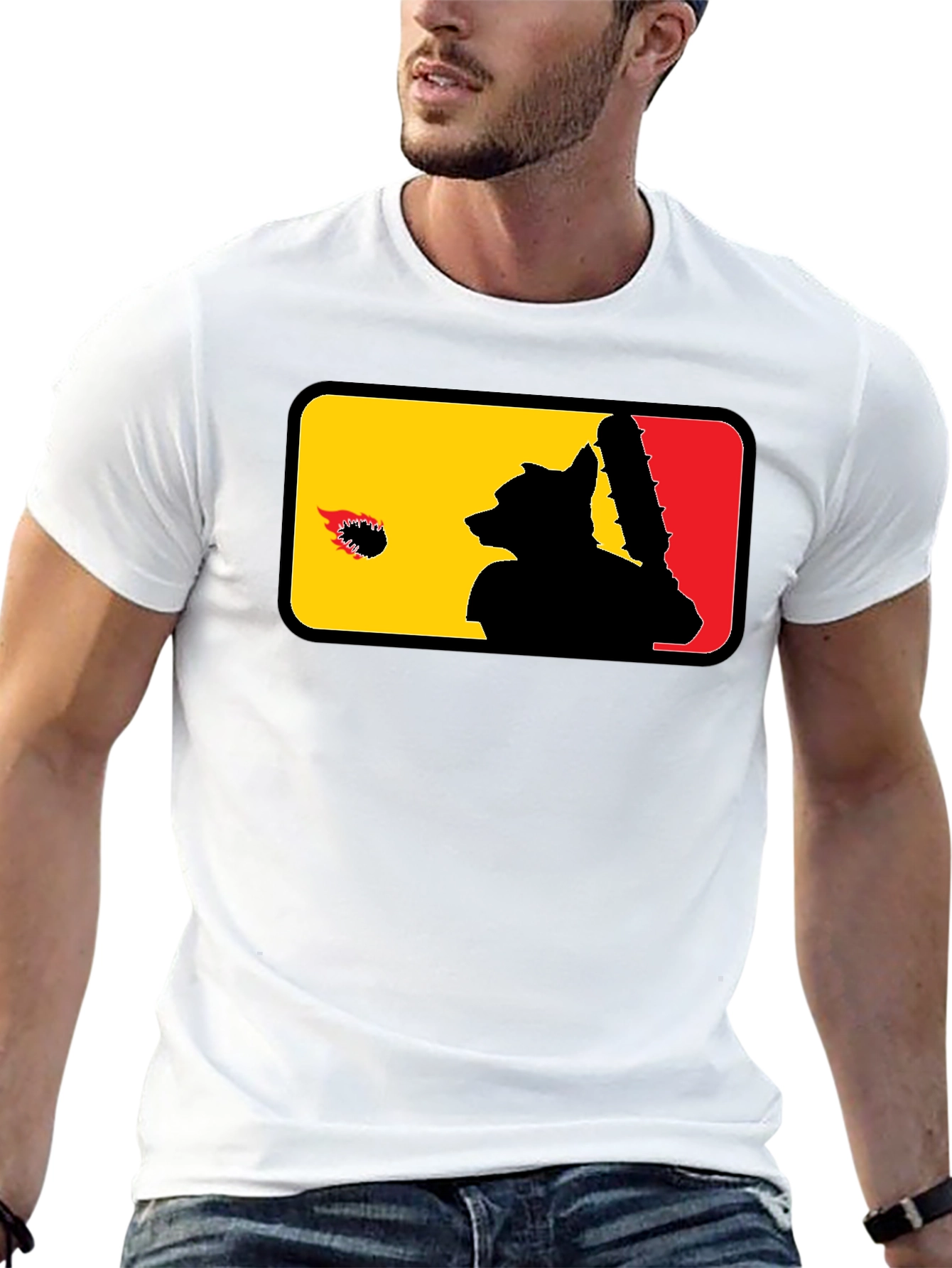 Raccoon Baseball Bat Graphic Black T-Shirt