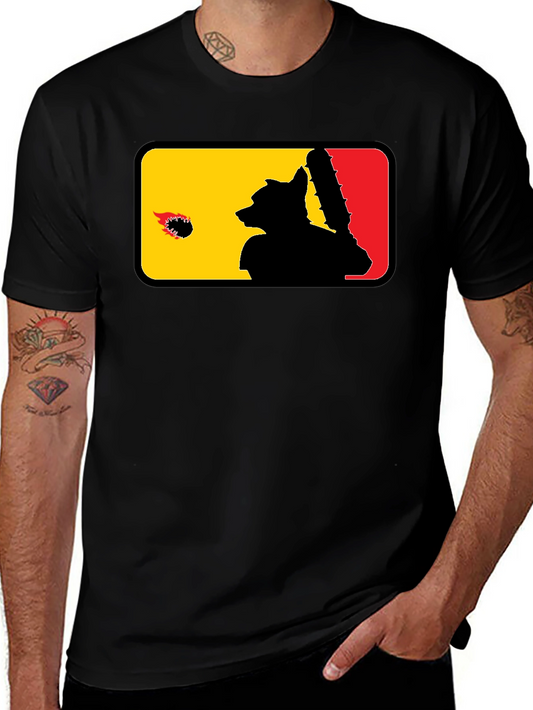 Raccoon Baseball Bat Graphic Black T-Shirt