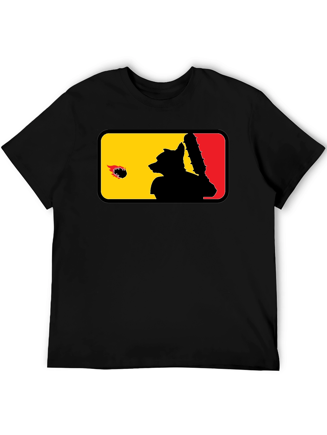 Raccoon Baseball Bat Graphic Black T-Shirt