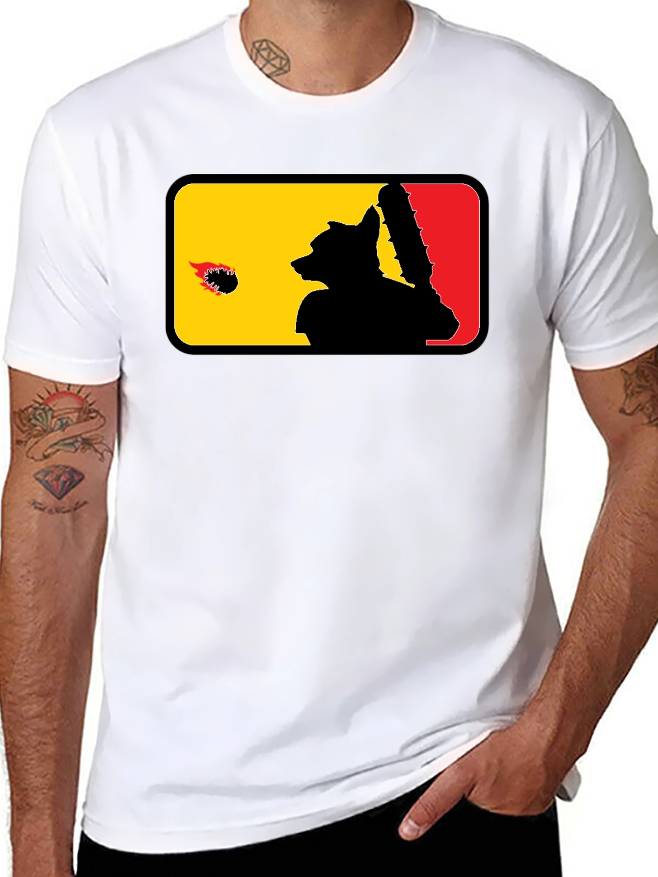 Raccoon Baseball Bat Graphic Black T-Shirt