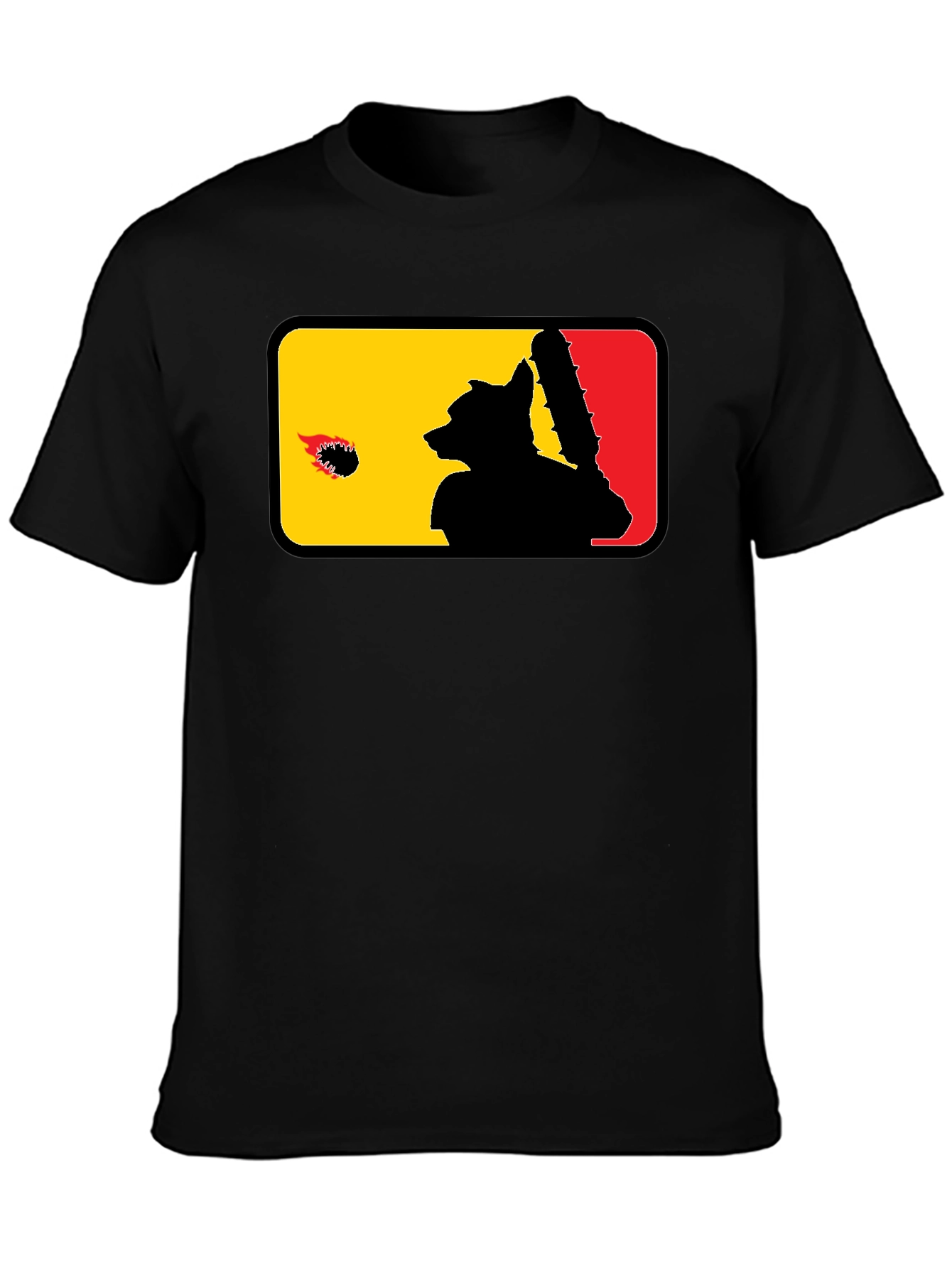 Raccoon Baseball Bat Graphic Black T-Shirt