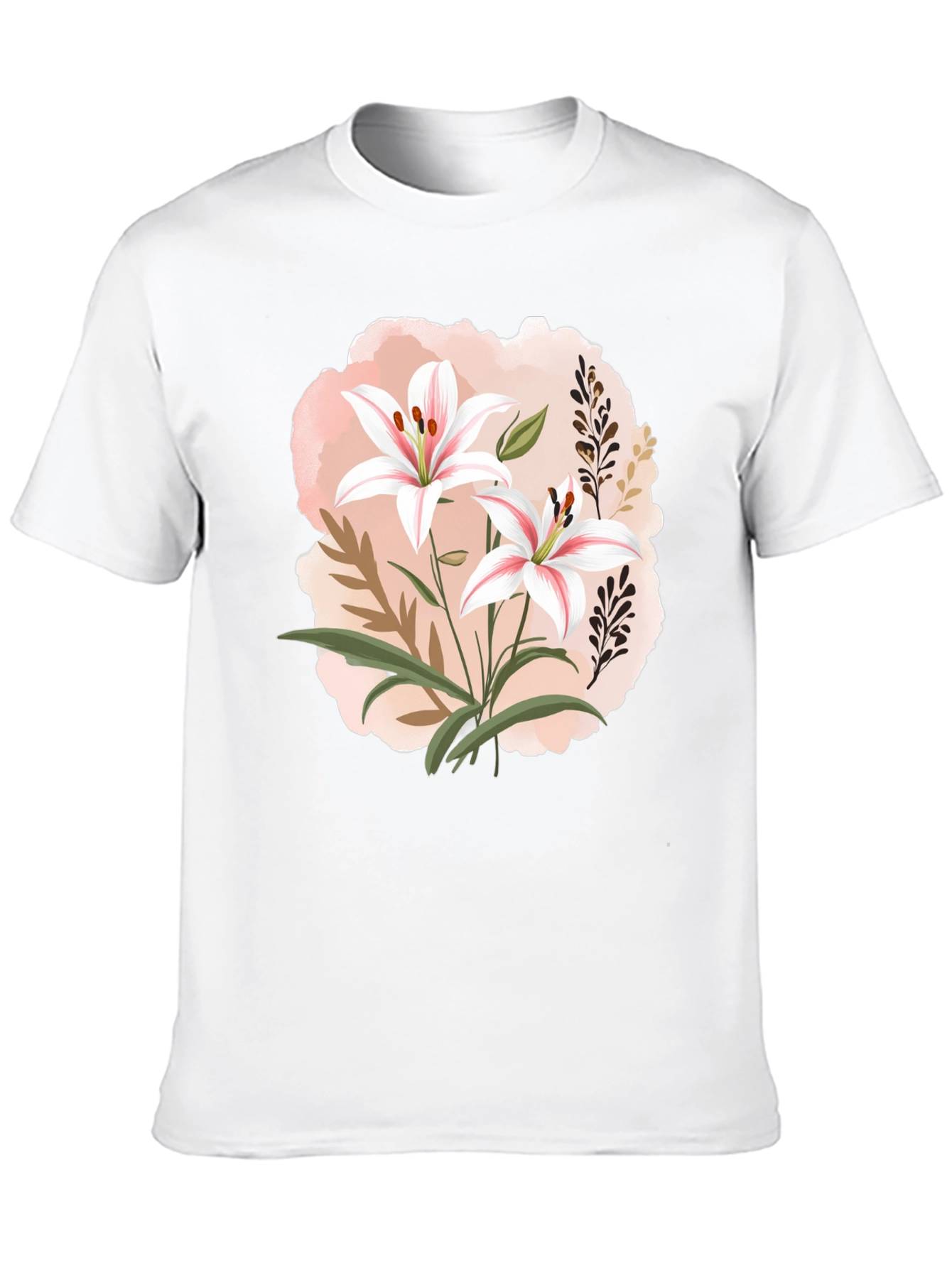 Floral Lily Graphic Black T-Shirt