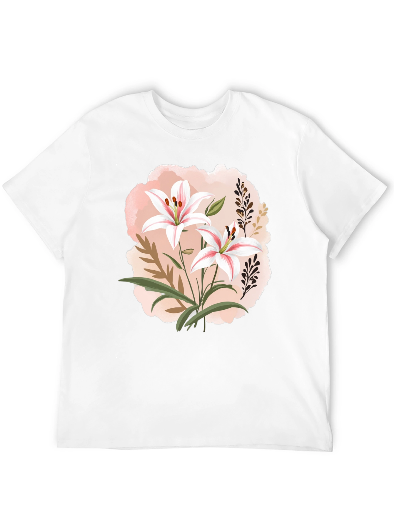 Floral Lily Graphic Black T-Shirt