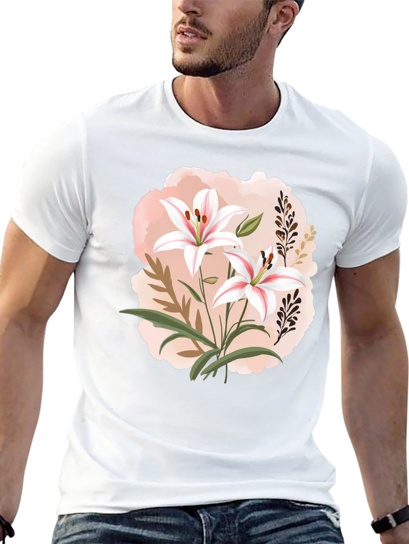 Floral Lily Graphic Black T-Shirt