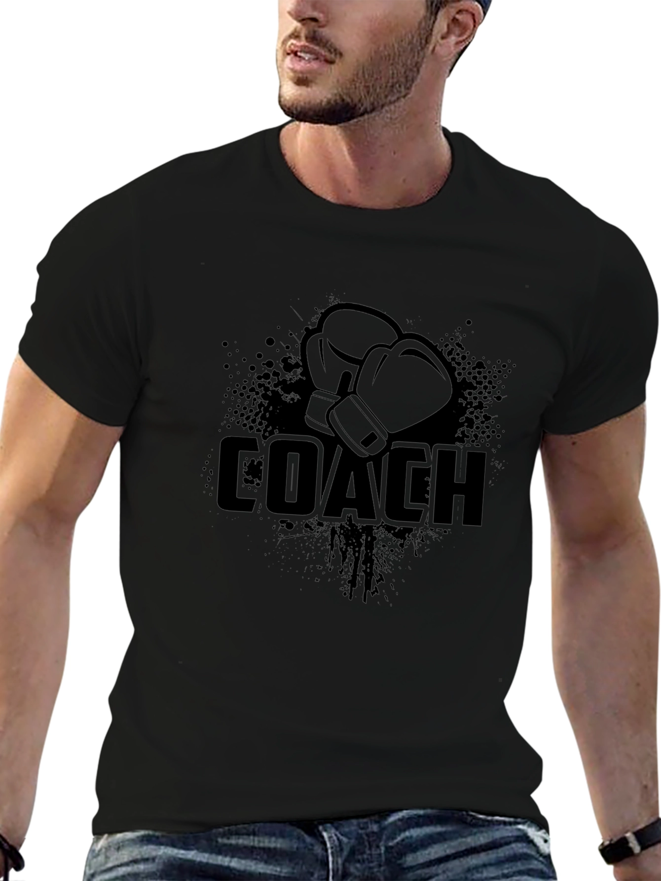 Boxing Coach T-Shirt - Black Sporty Graphic Tee