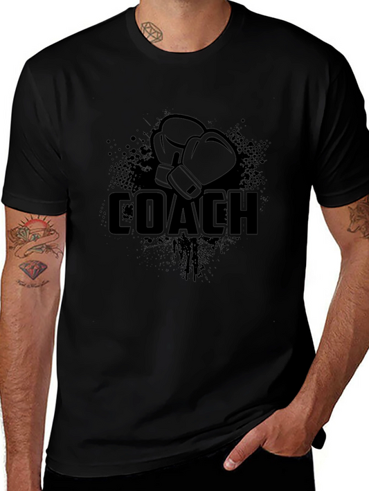 Boxing Coach T-Shirt - Black Sporty Graphic Tee