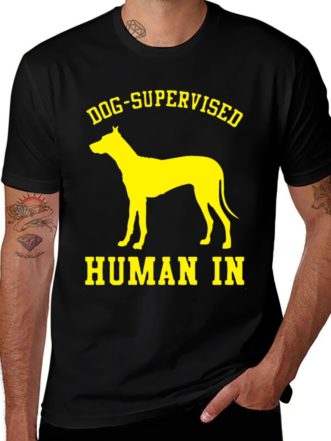 Dog Supervised Human T-Shirt - Funny Pet Lover Tee