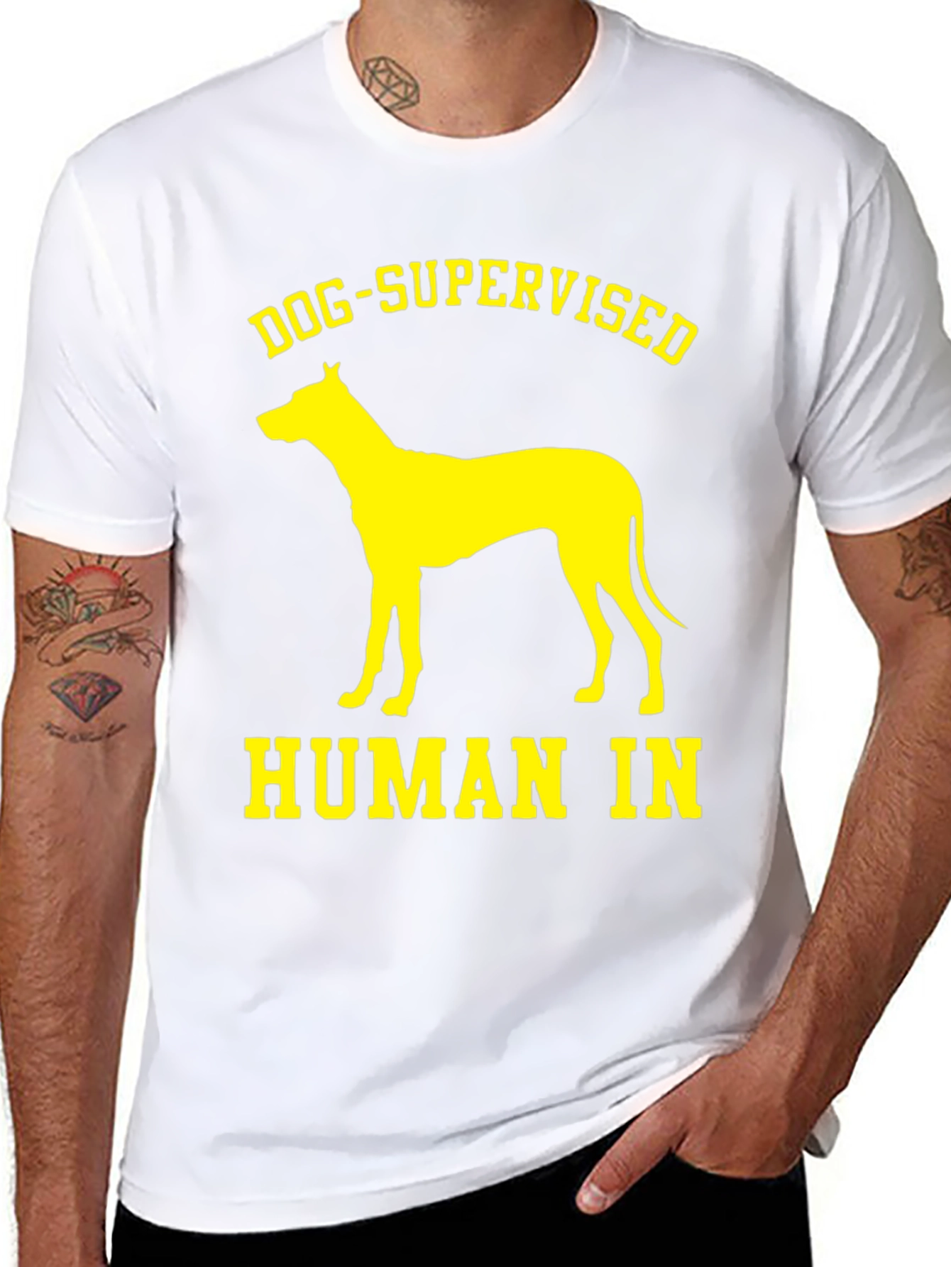 Dog Supervised Human T-Shirt - Funny Pet Lover Tee