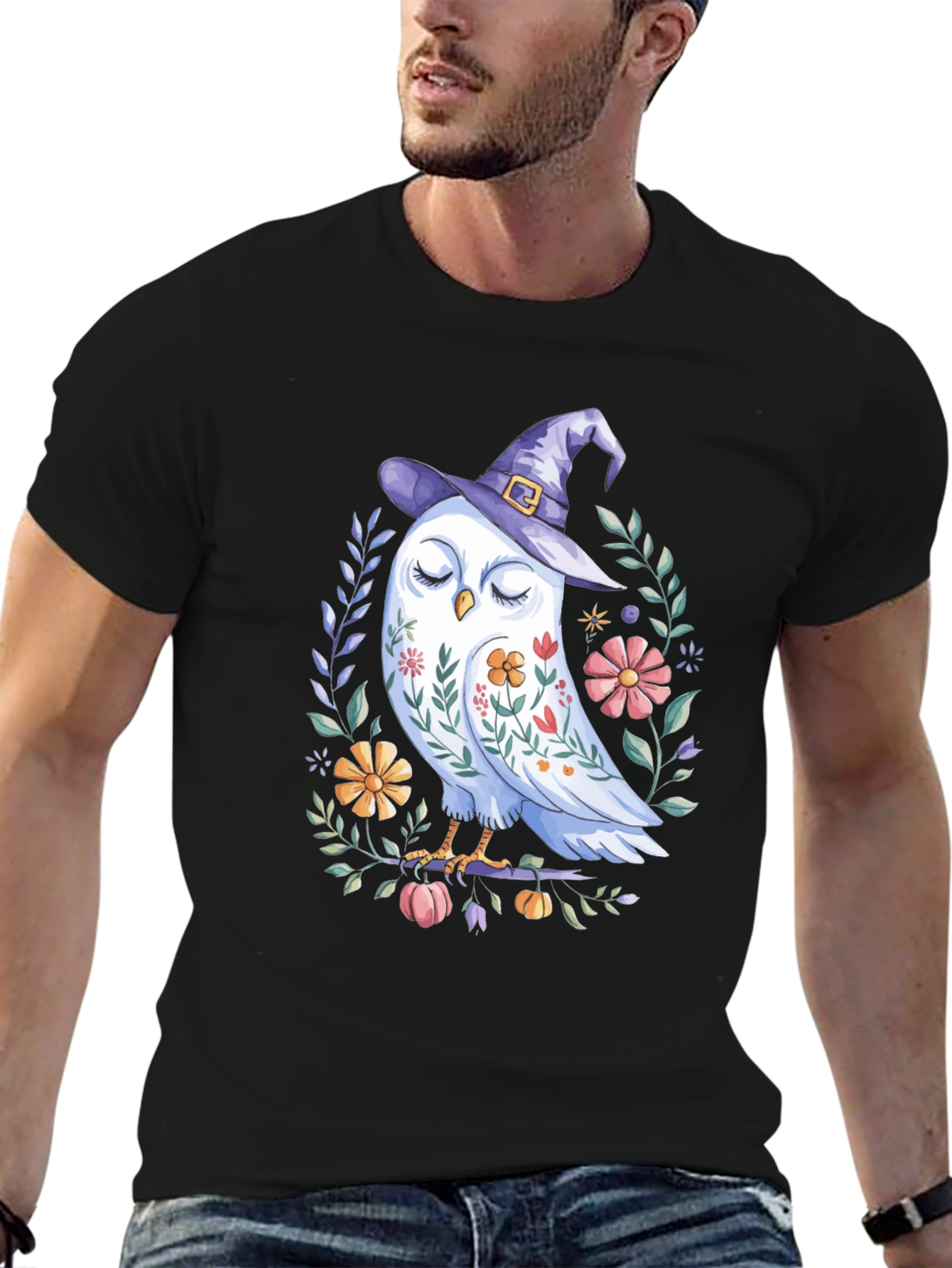 Whimsical Owl Witch T-Shirt - Halloween Tee
