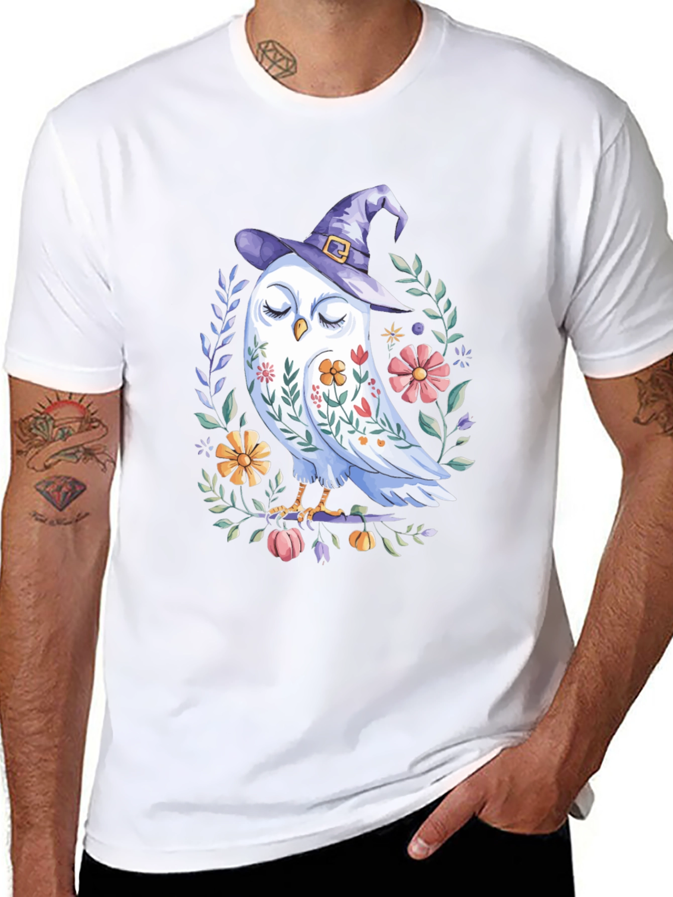 Whimsical Owl Witch T-Shirt - Halloween Tee