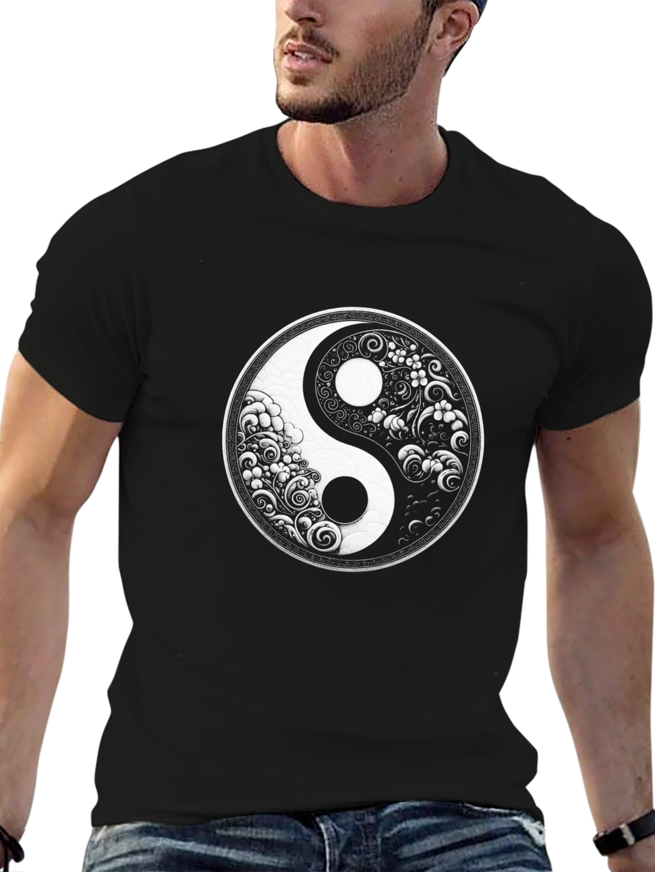 Yin Yang Graphic T-Shirt - Black