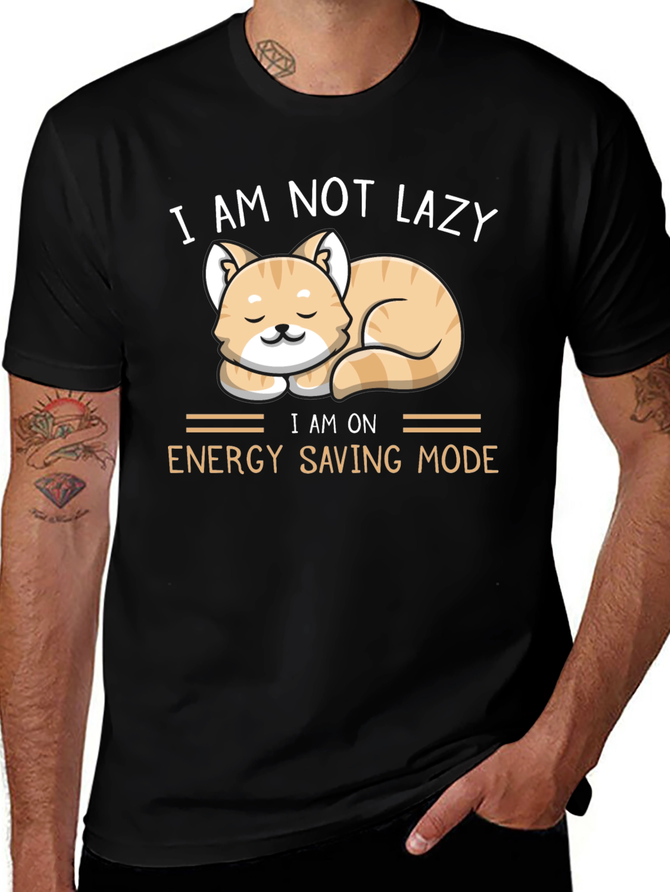 Funny Cat Energy Saving Mode T-Shirt