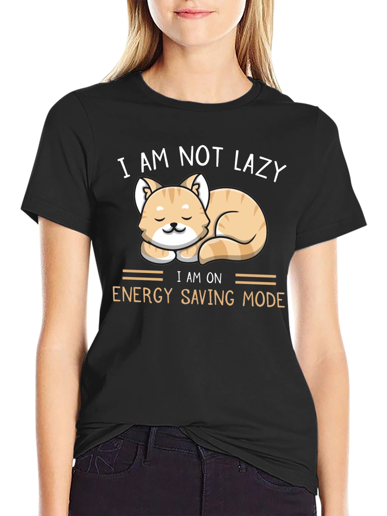 Funny Cat Energy Saving Mode T-Shirt
