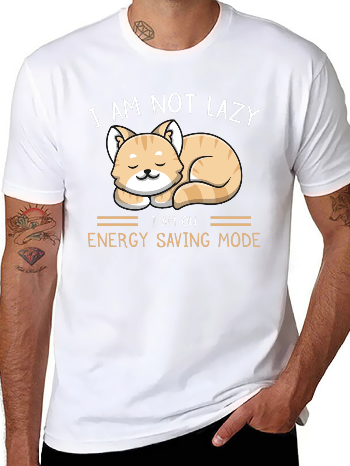 Funny Cat Energy Saving Mode T-Shirt